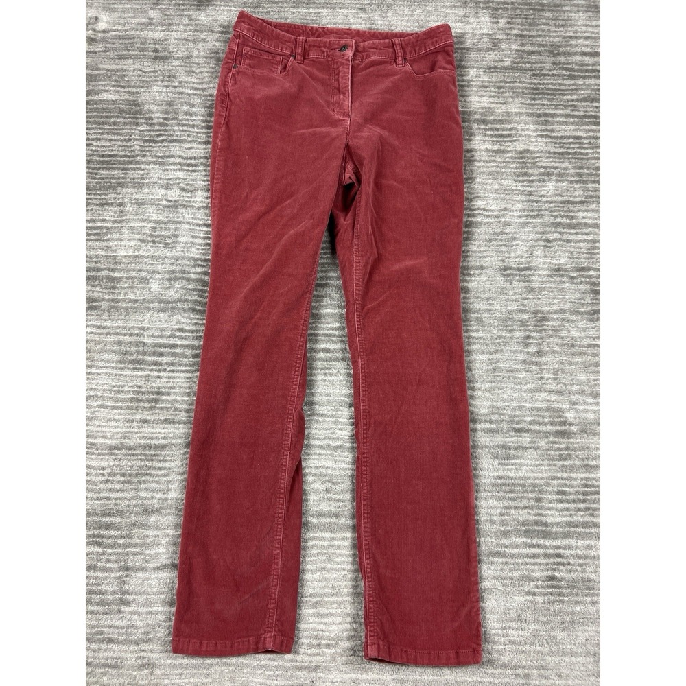 Liz Claiborne Corduroy Pants Womens 6 Red Straight Leg Mid Rise Stretch Burgundy